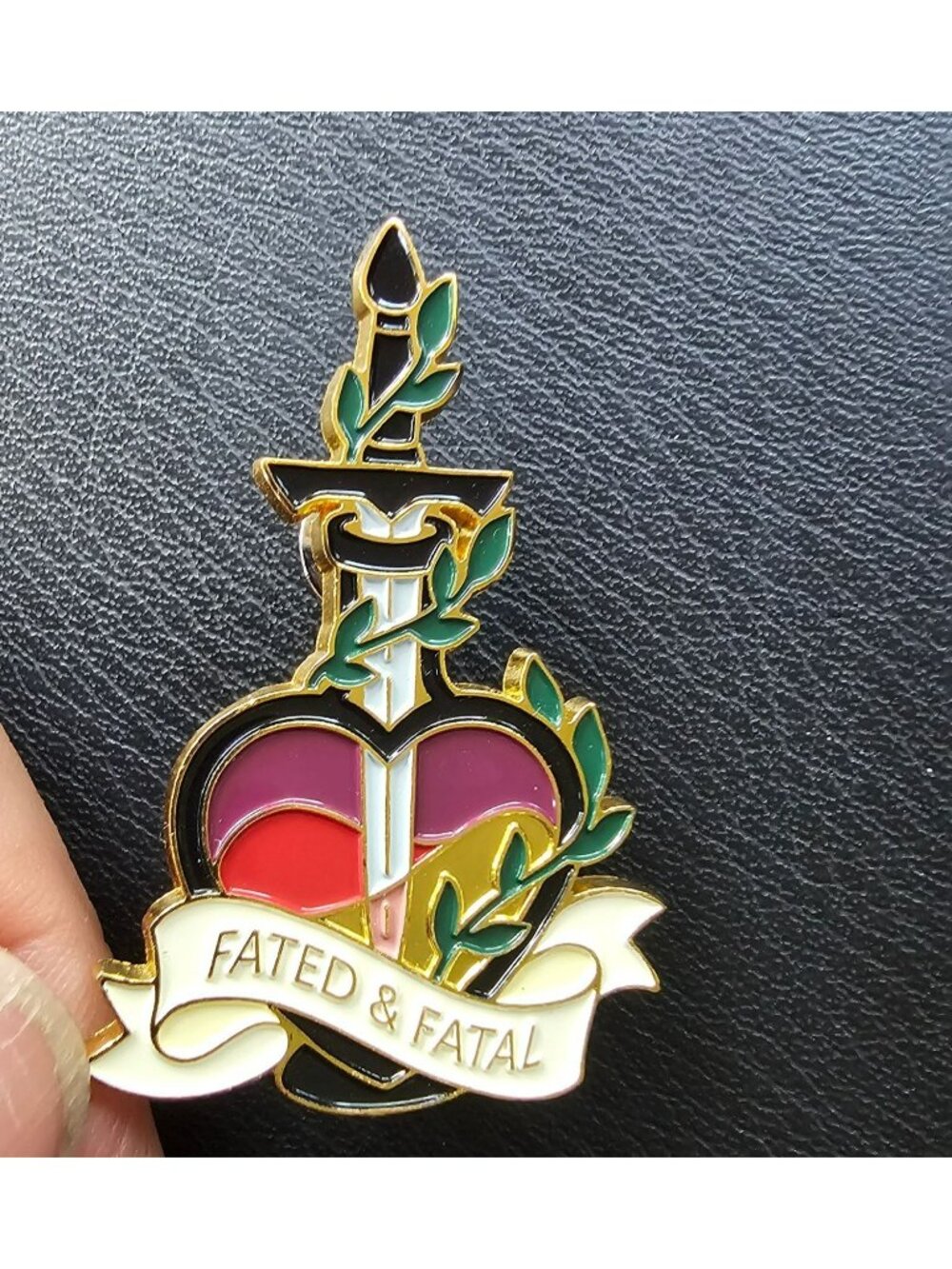 Fated & Fatal Enamel Pin With Gold Finish And Butterfly Clip Closure